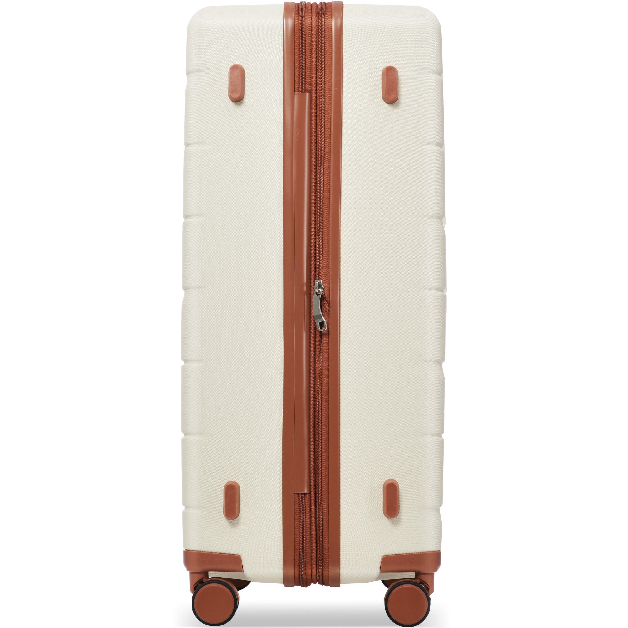 3 Piece Suitcase Set 20/24/28, Airline Approved Carry on Luggage with Spinner Wheels, Beige and Brown Hard Case