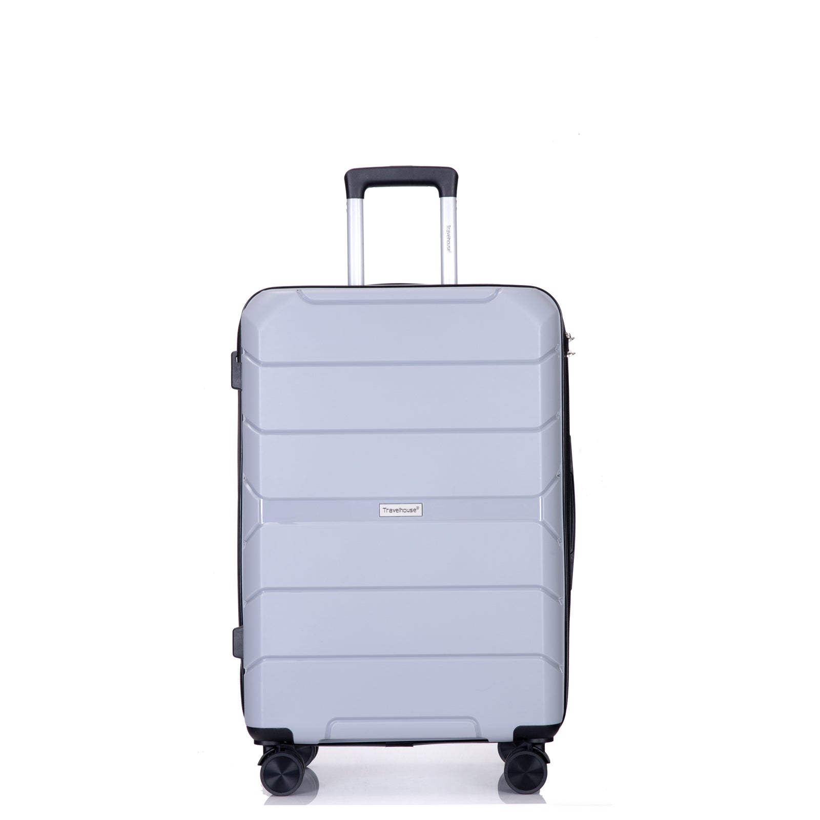 Hardshell Spinner Wheels PP Luggage Sets Lightweight Suitcase with TSA Lock - 3-Piece Set (20/24/28) in Silver