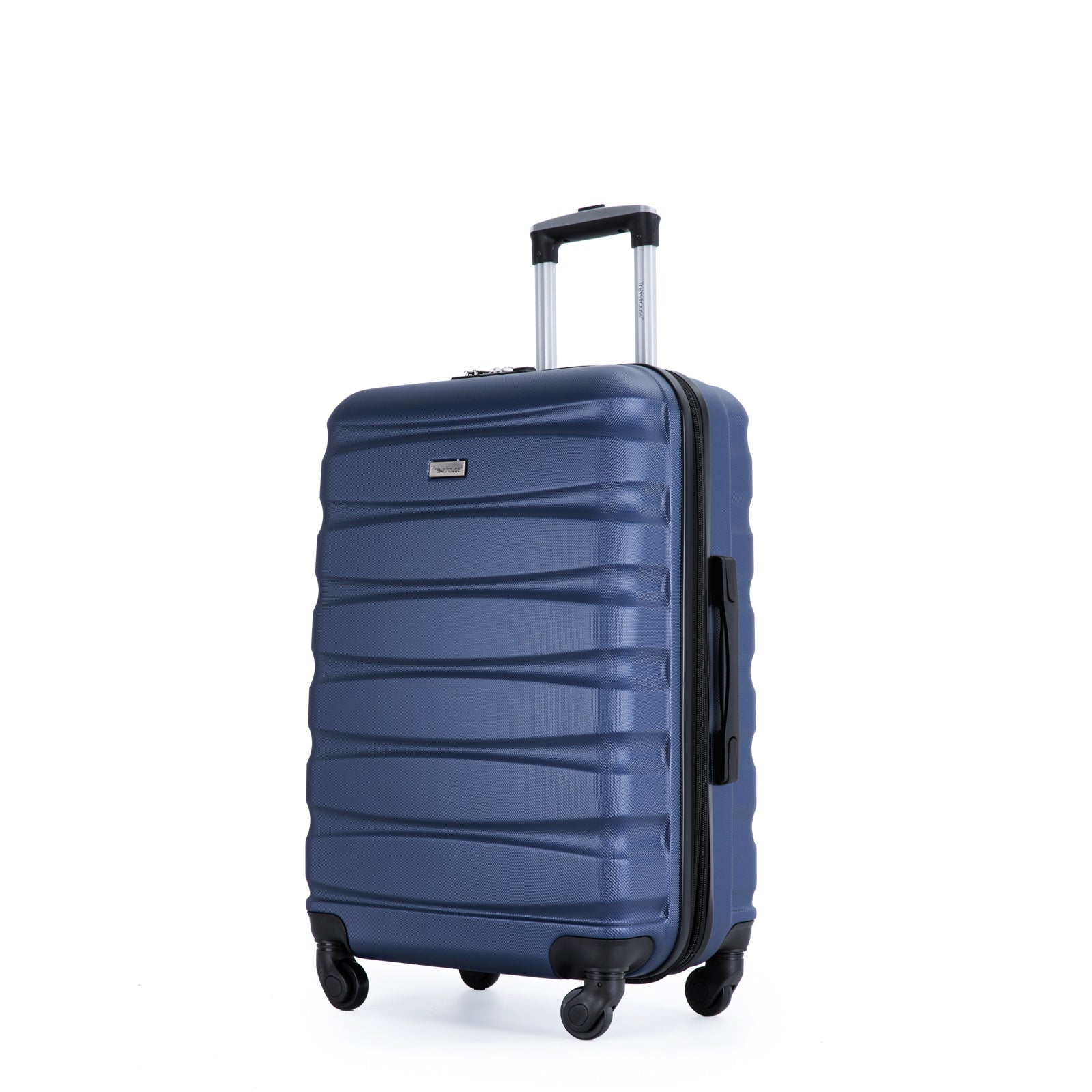 Expandable Lightweight 3 Piece Luggage Set: ABS Suitcase, Hooks, Spinner Wheels, TSA Lock, Blue (20/24/28)