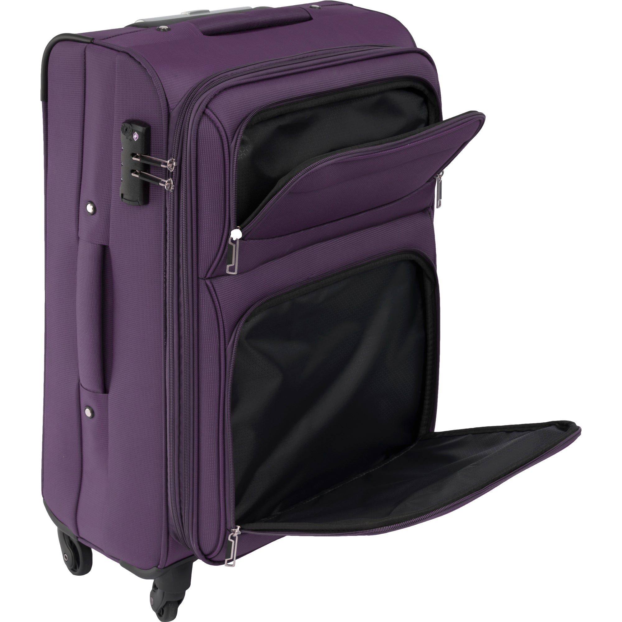 Softside Luggage Set: Expandable 3-Piece Travel Suitcase Upright Spinner - Lightweight, Softshell Material - Various Sizes & Colors