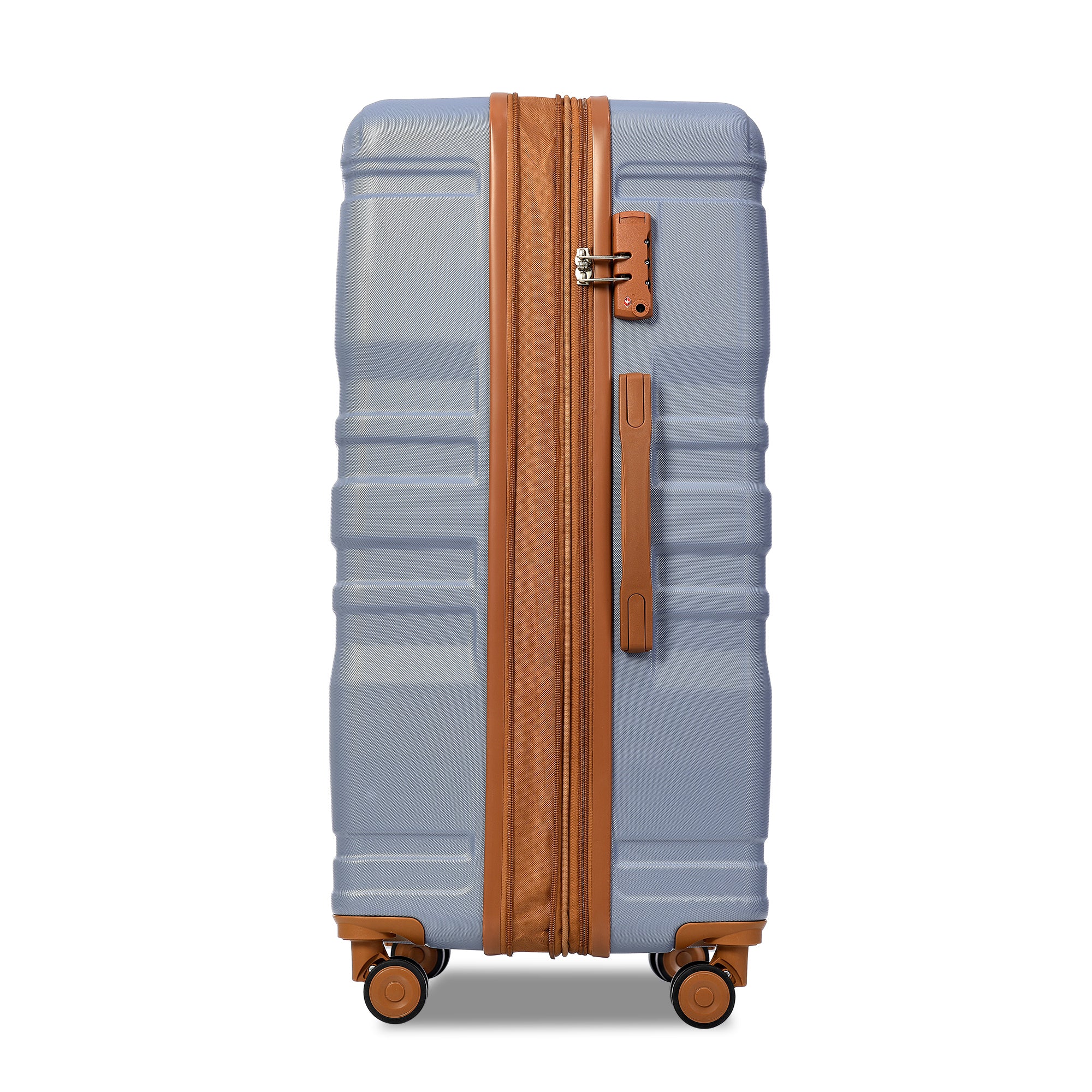 Luggage Sets: Expandable ABS Hardshell 3pcs Clearance Suitcase with TSA Lock, Spinner Wheels, Lightweight & Durable, 20''24''28'' (Blue/Brown)