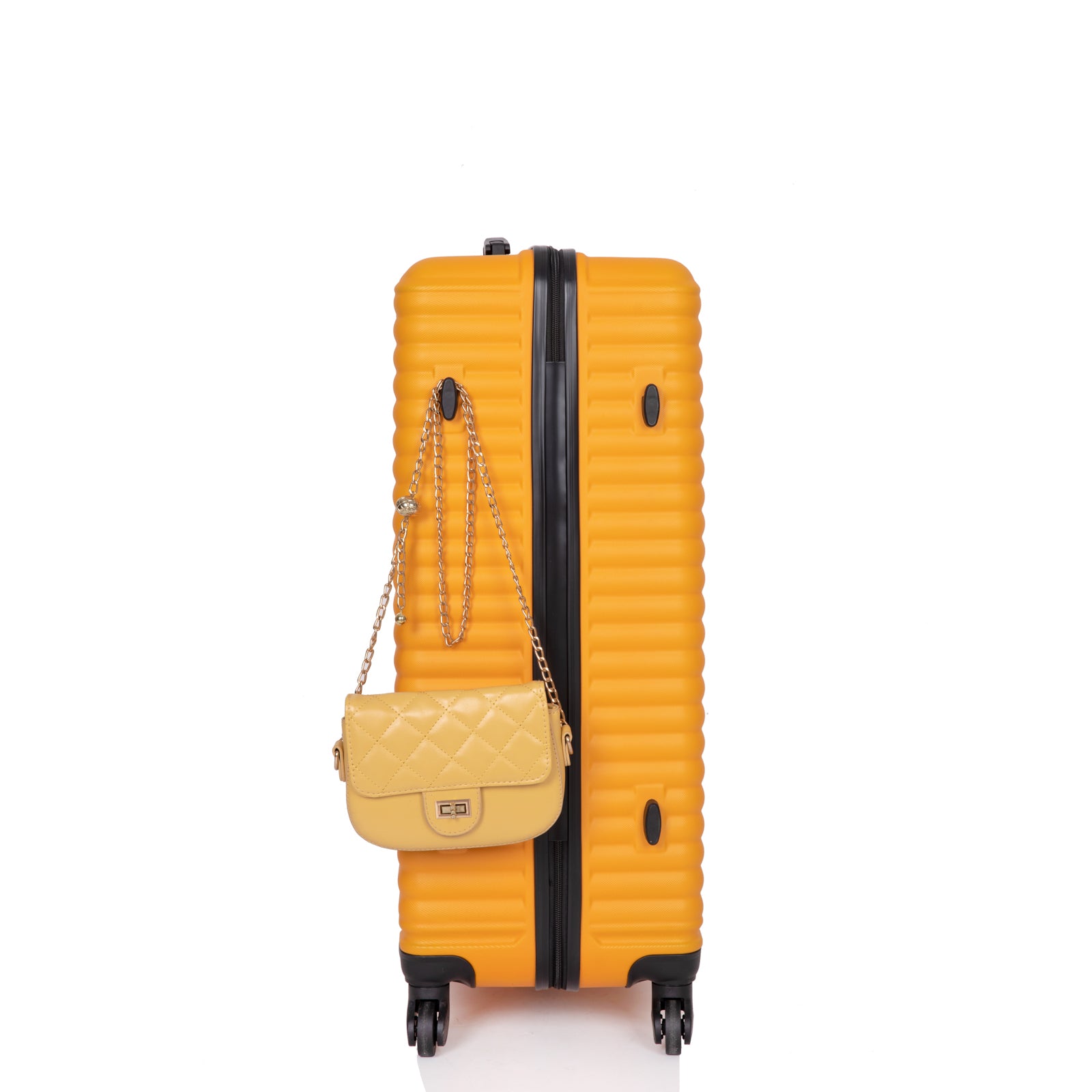 3 Piece Luggage Sets: Lightweight ABS Suitcase with Hooks, Spinner Wheels, TSA Lock (20/24/28) - ORANGE