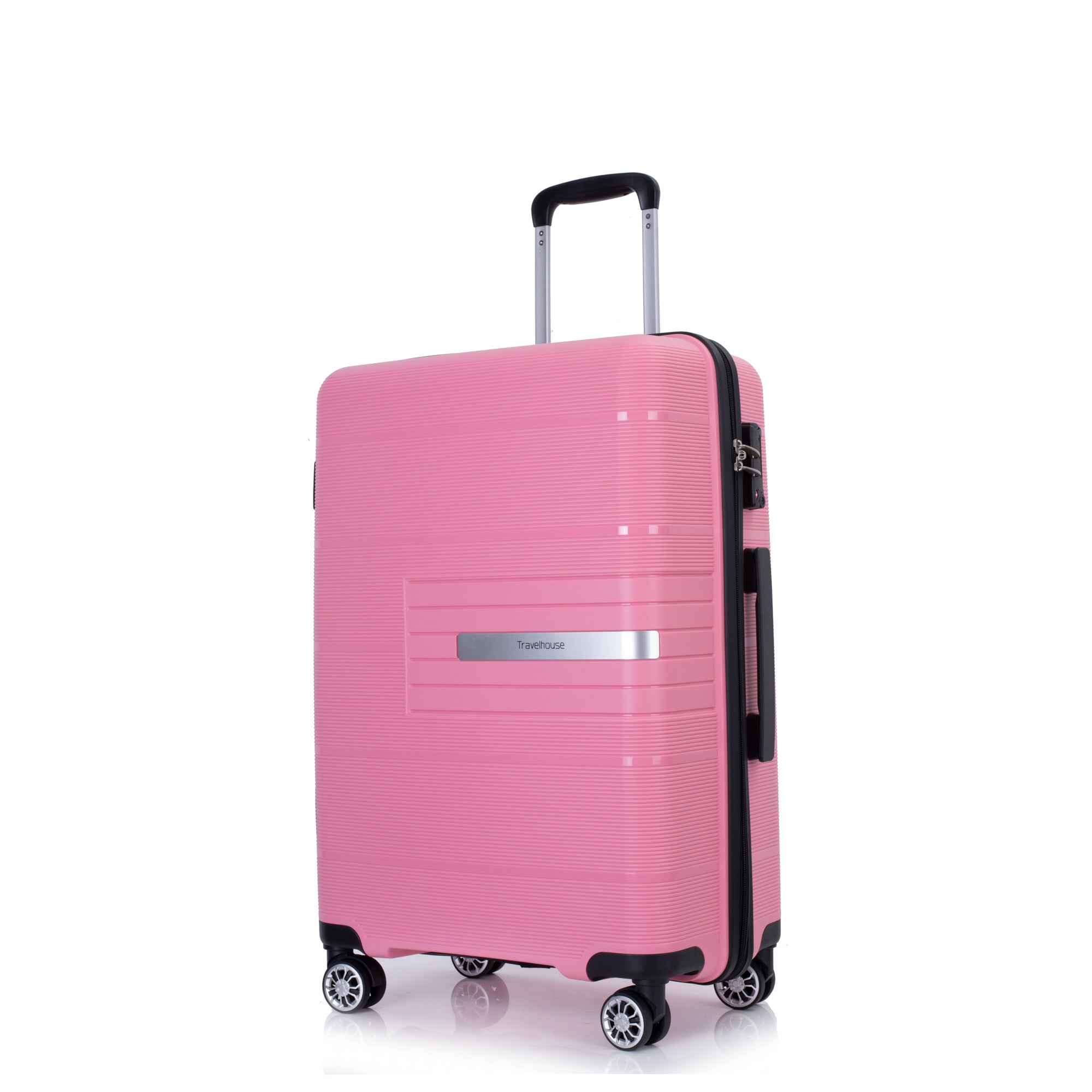 "Hardshell Suitcase with Double Spinner Wheels - Lightweight & Durable PP Luggage Sets, TSA Lock, 3-Piece Set (20/24/28), Pink"