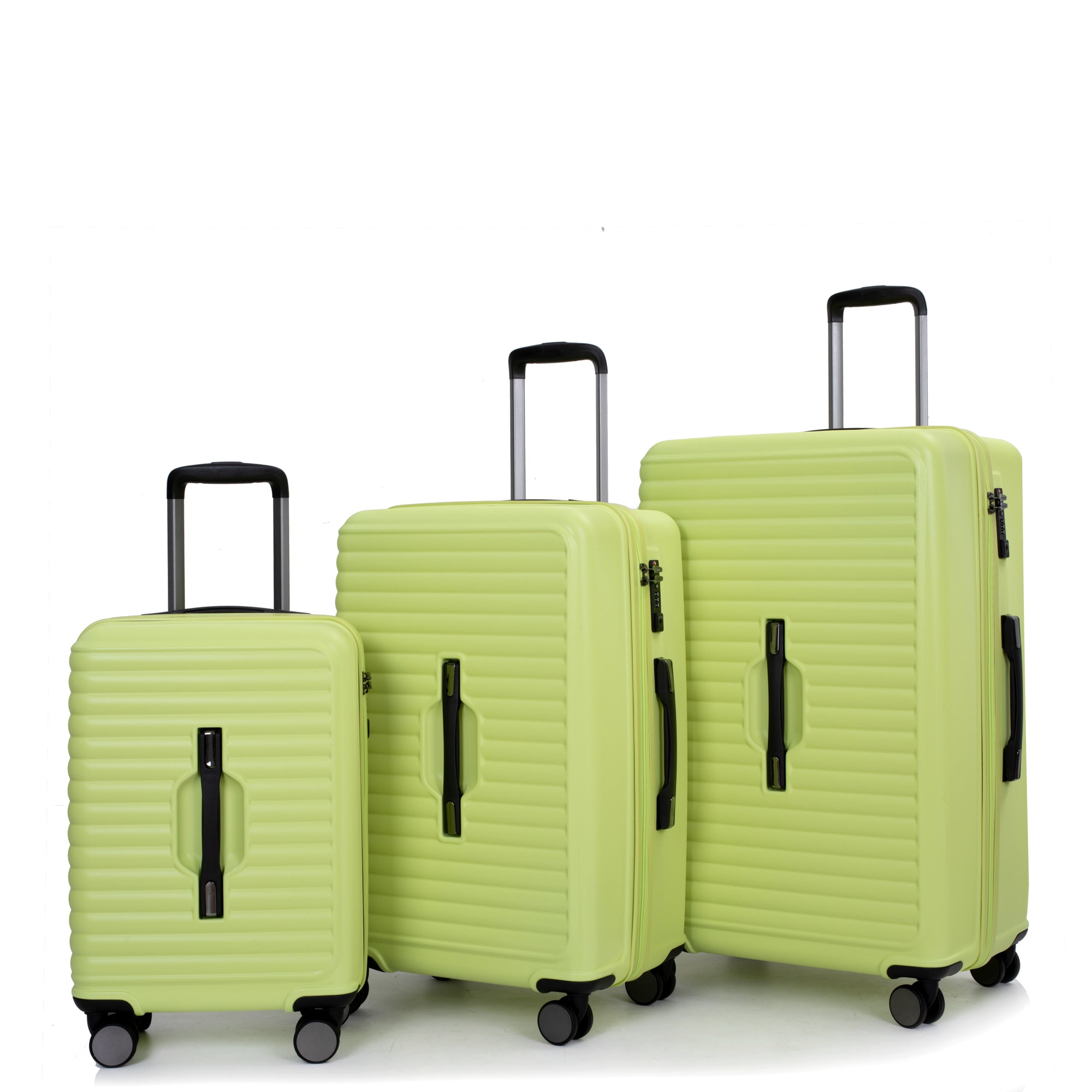 3 Piece Luggage Sets Lightweight Suitcase | PC+ABS, Two Hooks | 360° Double Spinner Wheels, TSA Lock | (21/25/29) Light Green