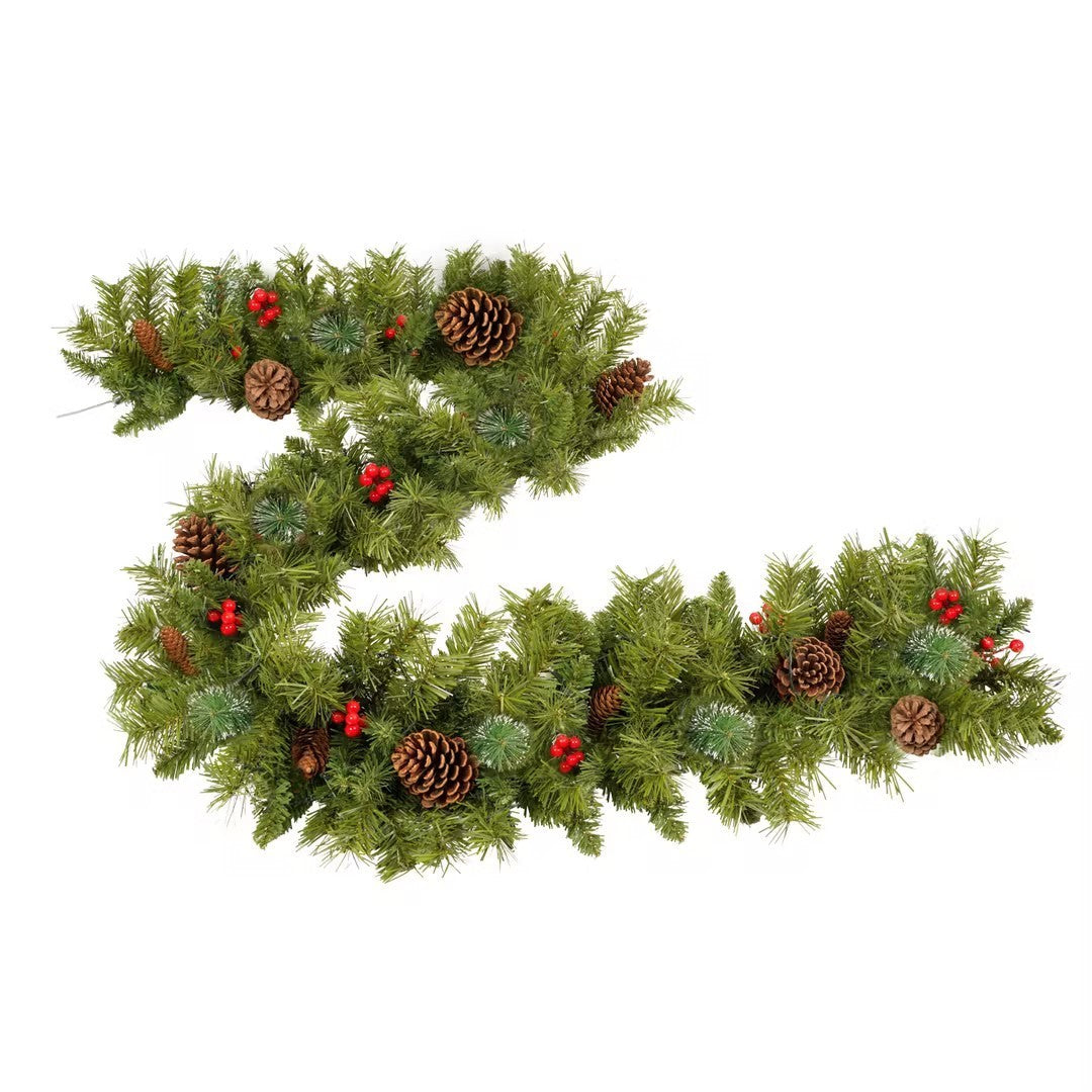 Pre-lit Xmas Tree Artificial Christmas Set with Garland, Wreath & 2 Entrance Trees - LED Lights, 3FT Height