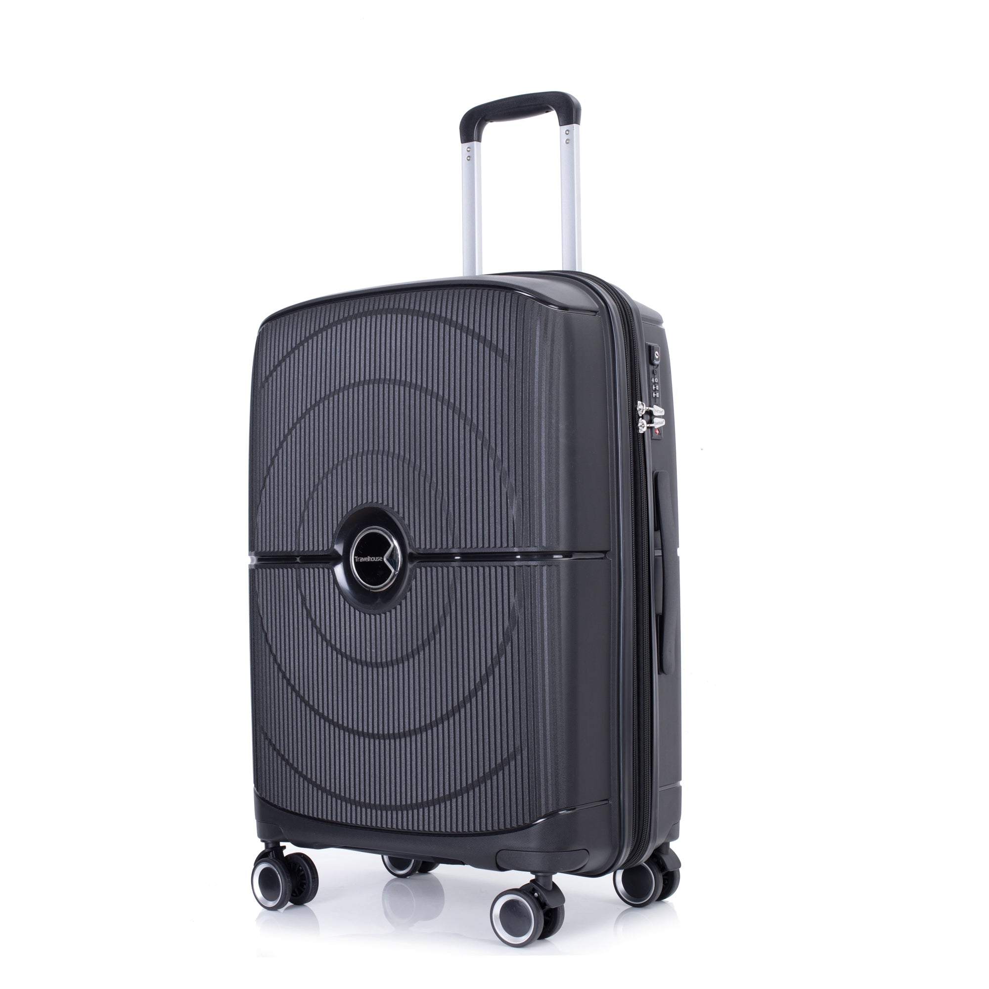 Expandable Hardshell Suitcase Double Spinner Wheels PP Luggage Set, Lightweight & Durable, TSA Lock, 3-Piece (20/24/28), Black