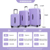 3 Piece Luggage Sets: Lightweight Suitcase with Hooks, 360° Spinner Wheels, TSA Lock, Light Purple (21/25/29)