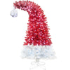 6FT Hinged Fir Artificial Bent Top Christmas Tree, Bendable Santa Hat Style Holiday Decoration, 1250 Branch Tips, 300 LED Lights