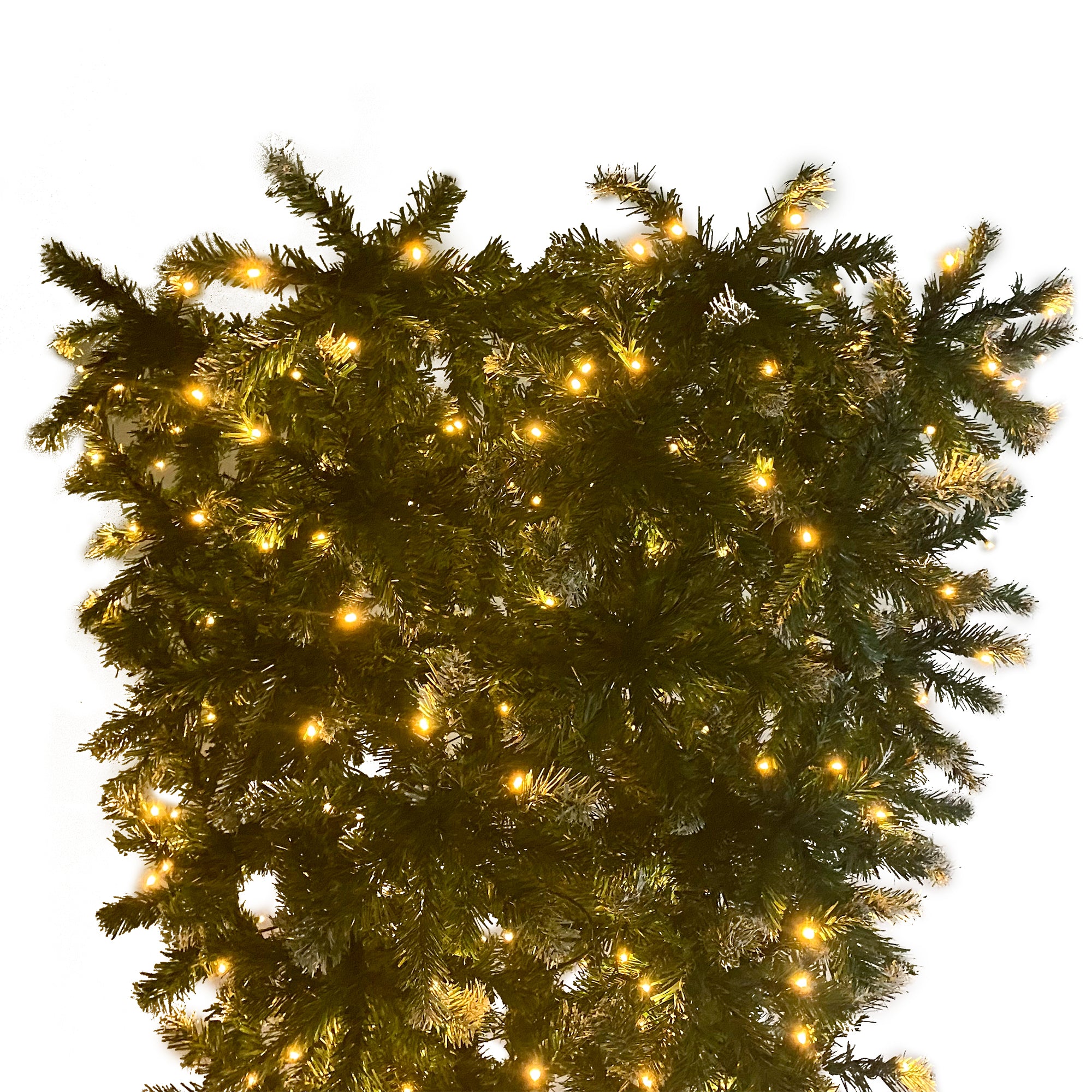 7.4ft Upside Down Green Christmas Tree with LED Warm White Lights & Easy Assembly - Green Leaves, Reinforced Metal Base - Xmas Tree in Unique Color & Size