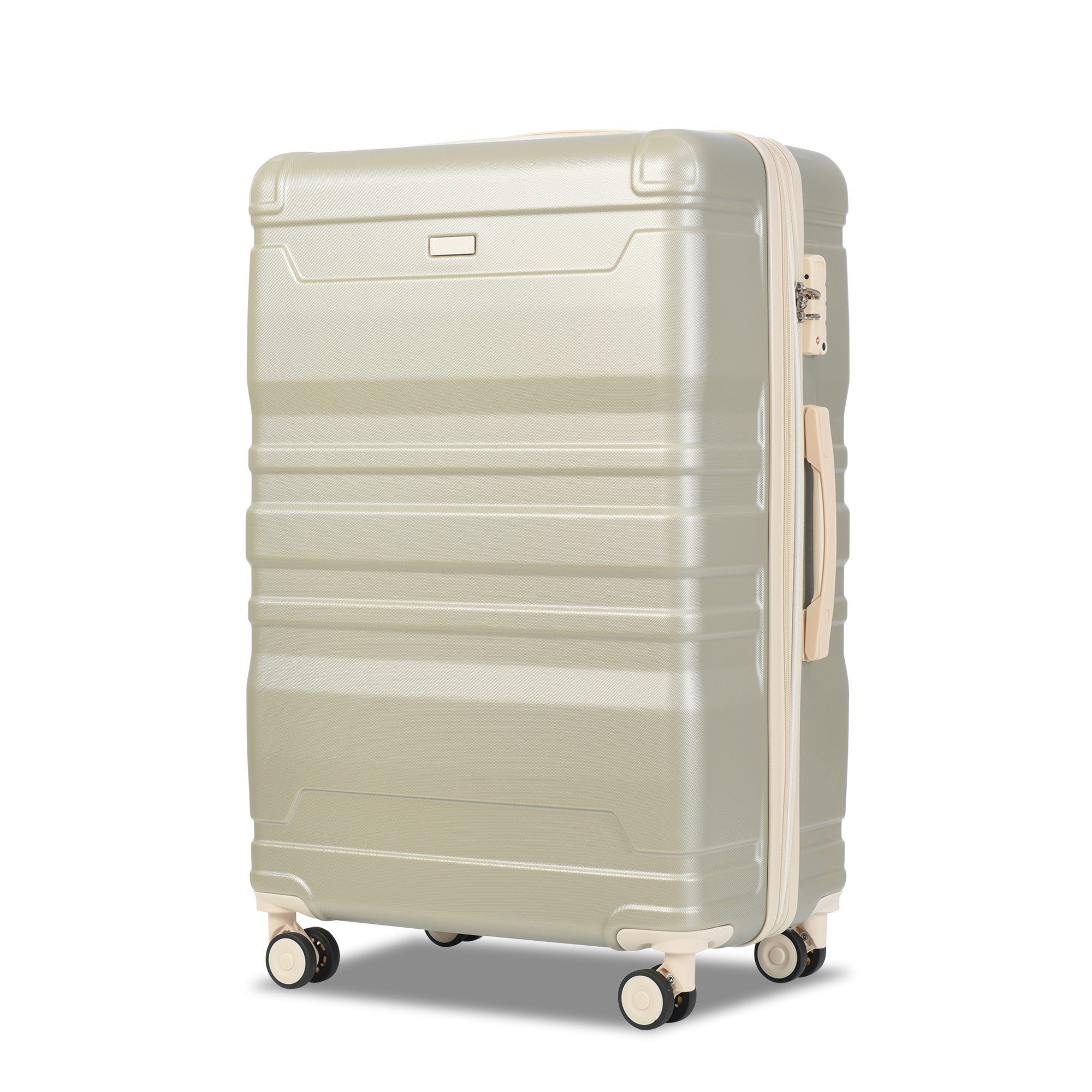 Luggage Sets: New Expandable ABS Hardshell 3pcs Clearance Hardside Suitcase with Spinner Wheels, TSA Lock - Lightweight, Durable (20''24''28'') - Golden Green & Beige