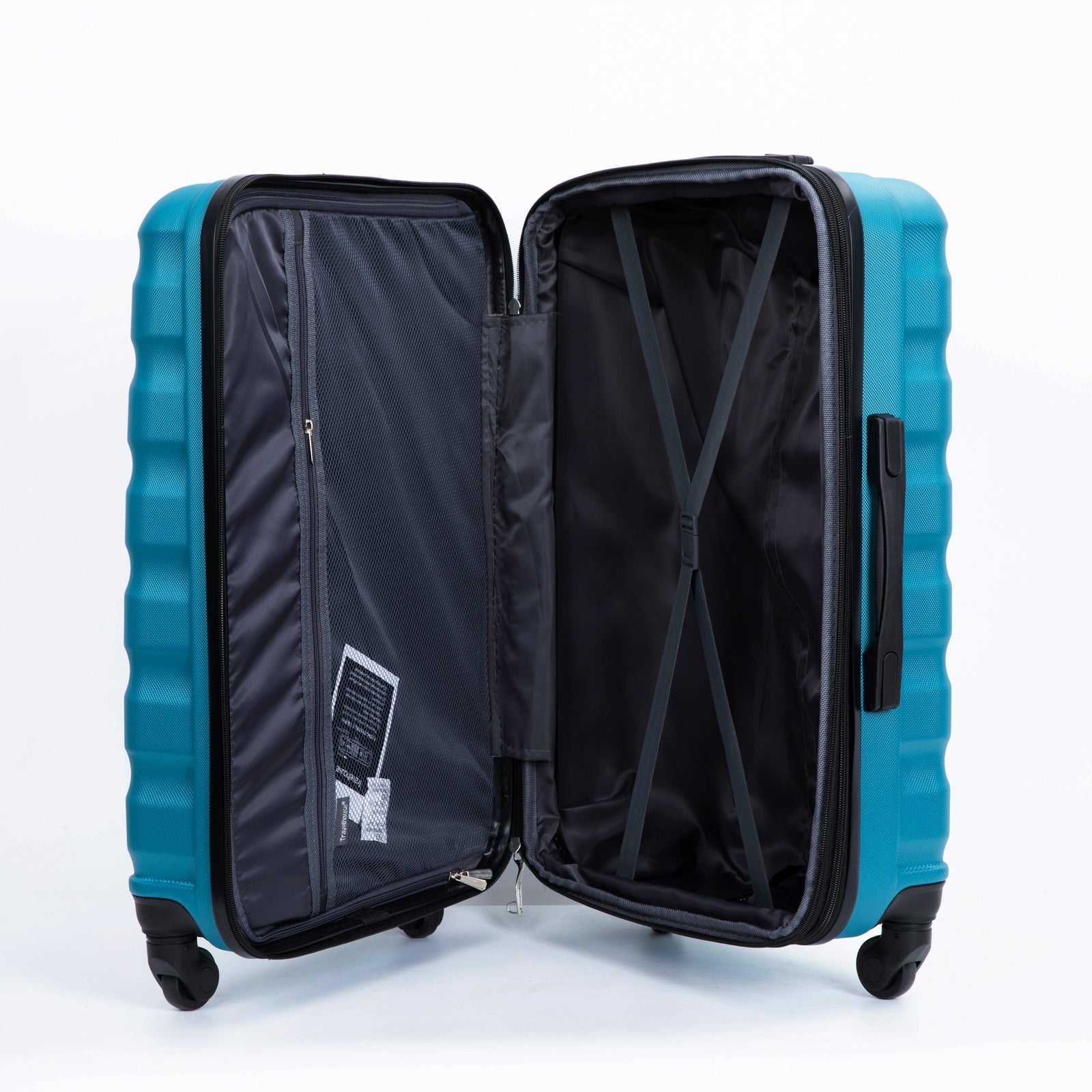 Expandable 3 Piece Luggage Sets with Hooks, Spinner Wheels, TSA Lock, ABS Lightweight Suitcase, Cyan (20/24/28)