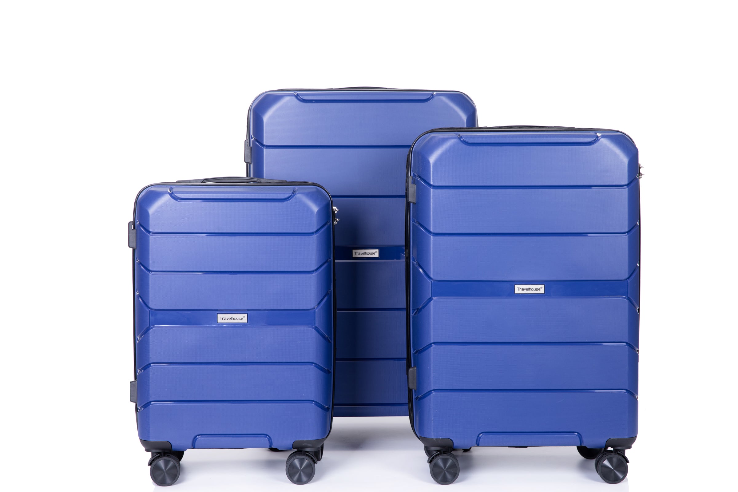 Hardshell Spinner Wheels PP Luggage Sets with TSA Lock, 3-Piece Set (20/24/28), Navy