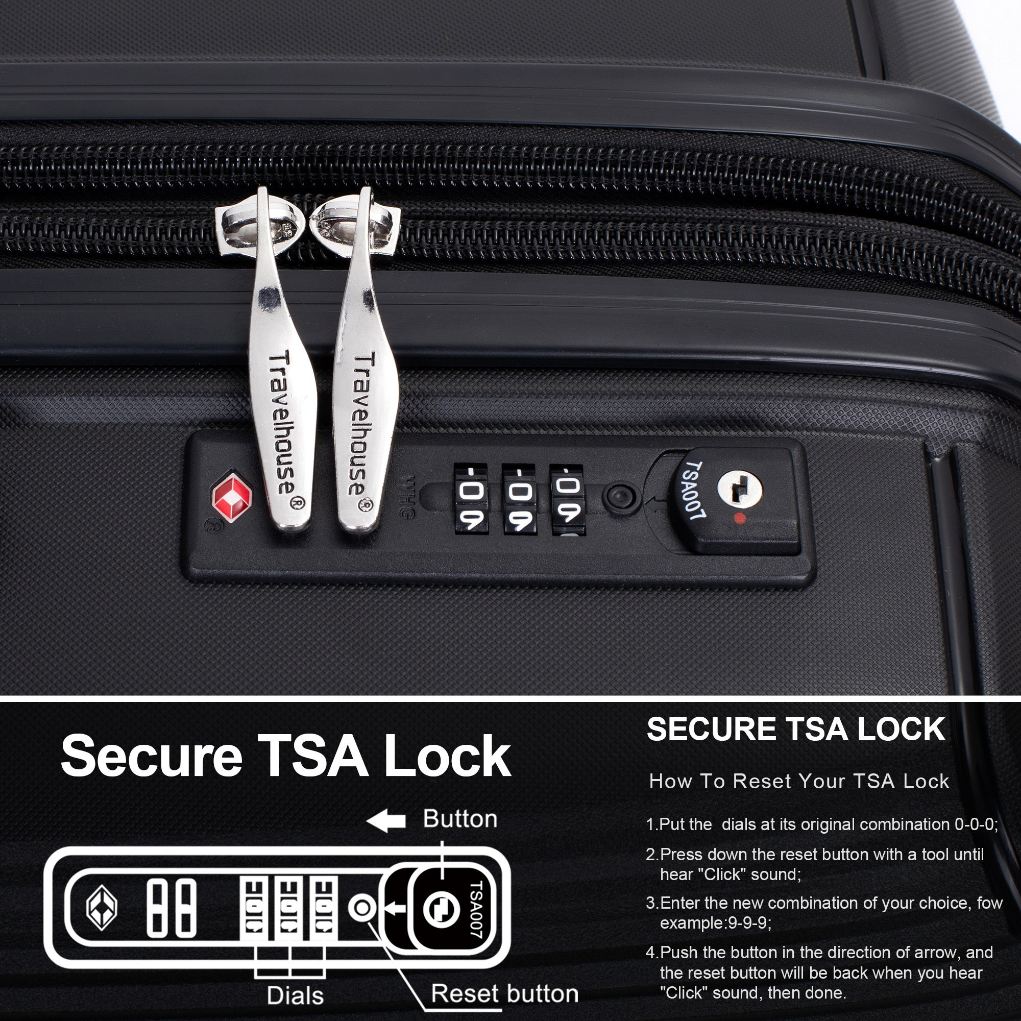 Expandable Hardshell Suitcase Double Spinner Wheels PP Luggage Set, Lightweight & Durable, TSA Lock, 3-Piece (20/24/28), Black