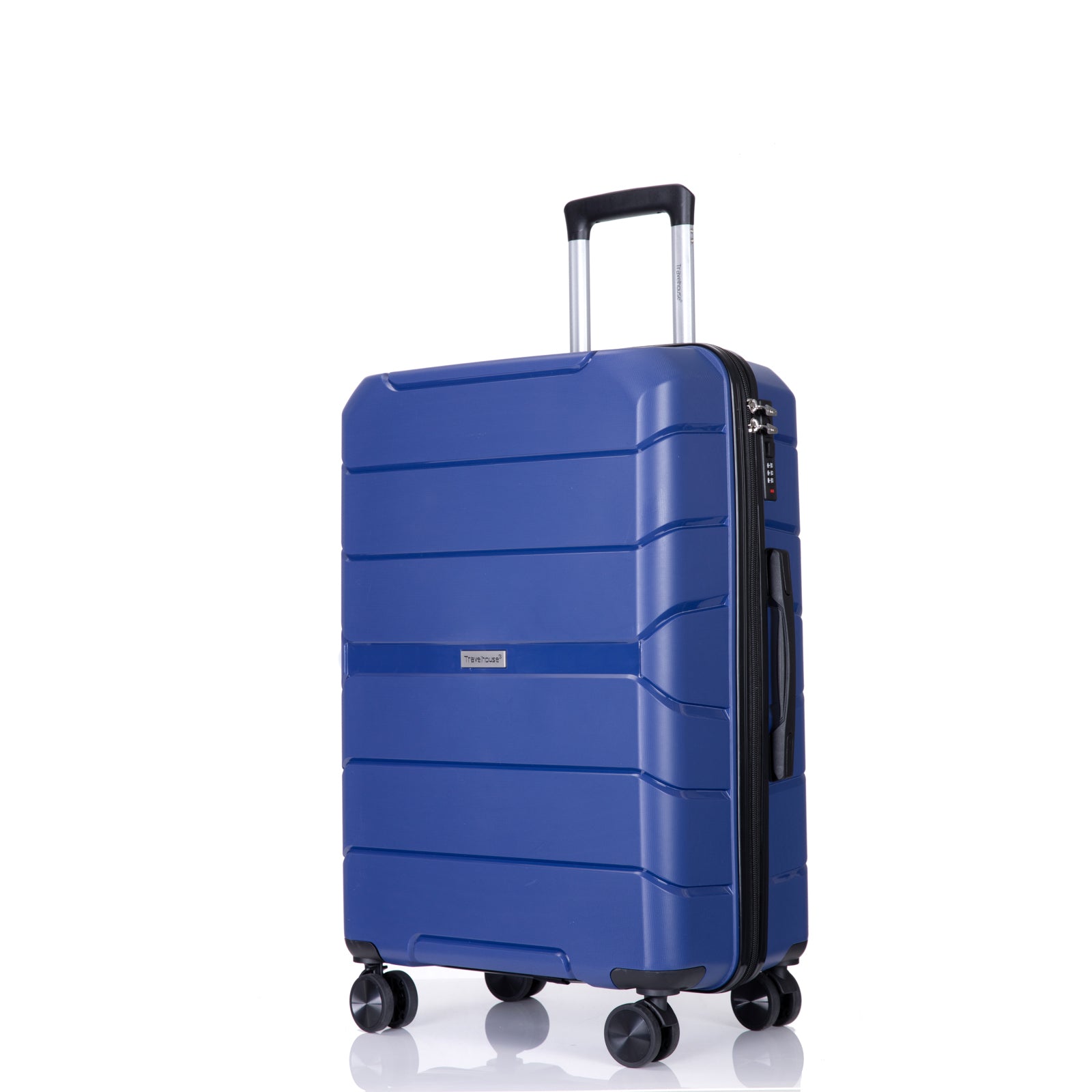 Hardshell Spinner Wheels PP Luggage Sets with TSA Lock, 3-Piece Set (20/24/28), Navy