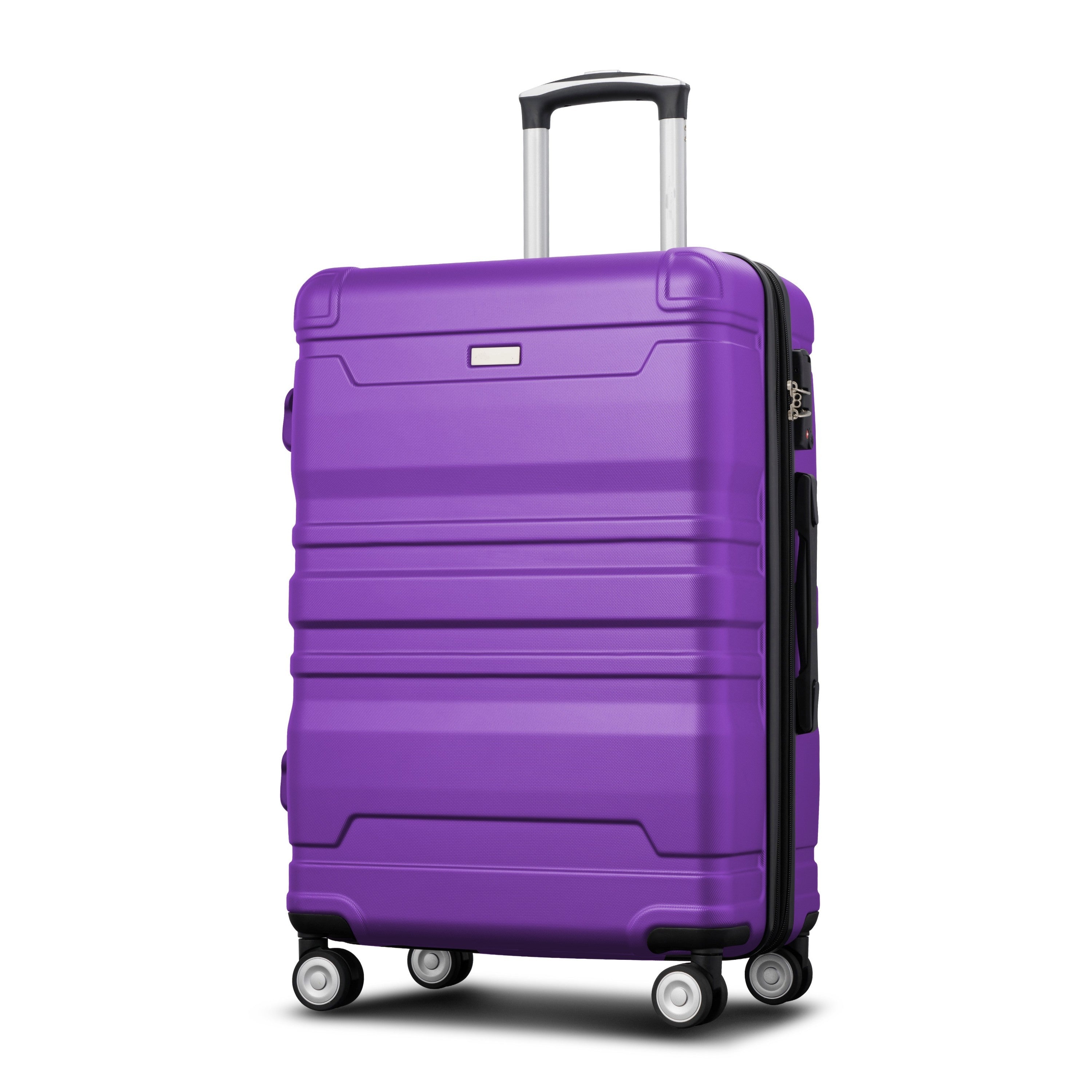 New Model Expandable ABS Hardshell 3pcs Clearance Luggage Sets - Hardside, Lightweight, Durable Suitcase Sets with Spinner Wheels, TSA Lock - 20''24''28'' (Purple)