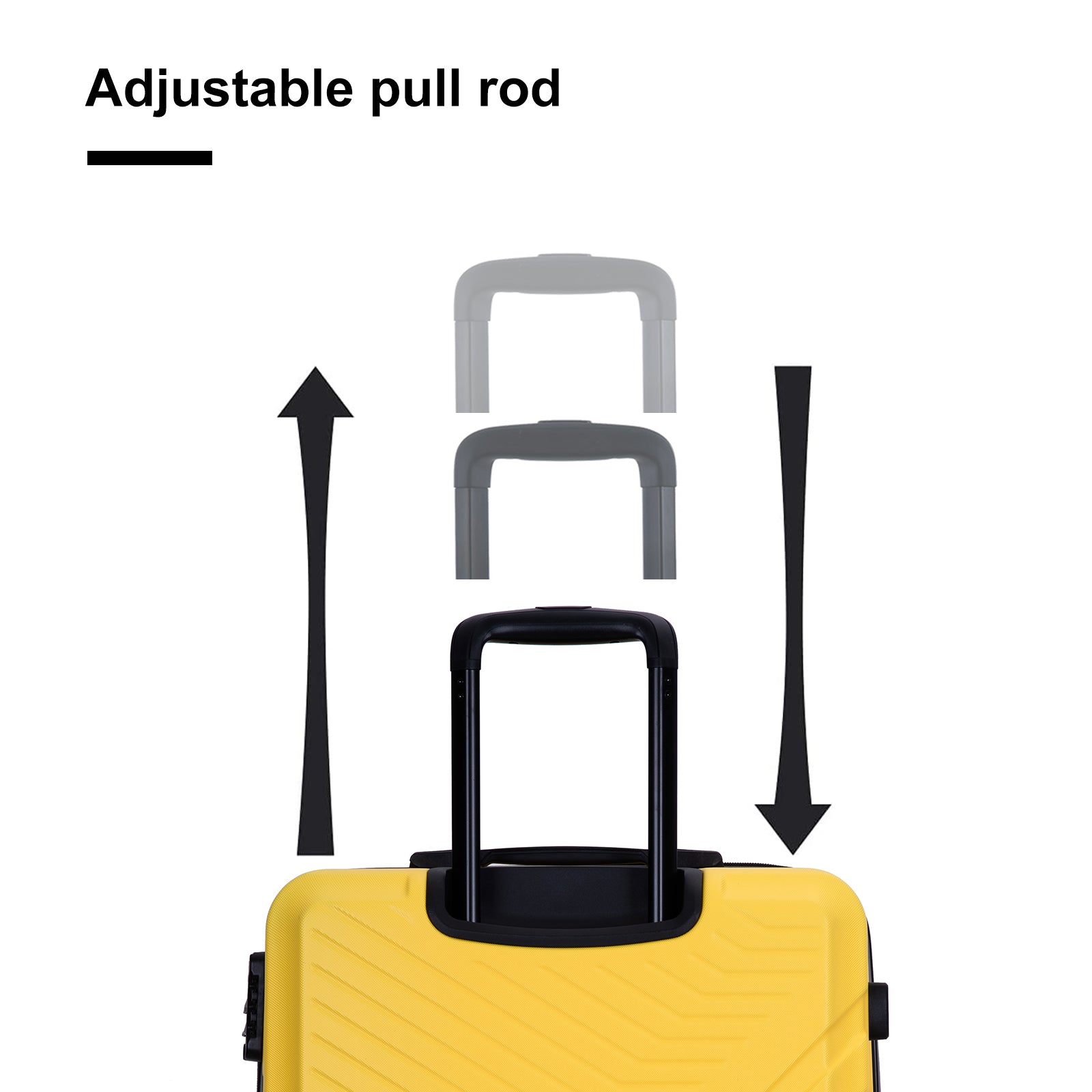 3 Piece Luggage Sets: Lightweight ABS Suitcase with Hooks, Spinner Wheels, TSA Lock (20/24/28), Yellow