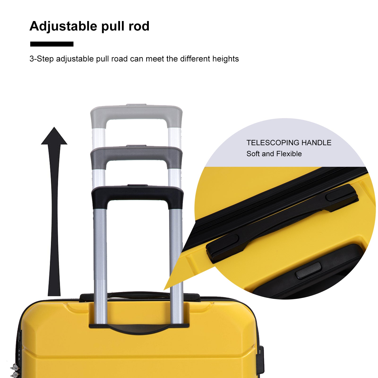 Hardshell Suitcase Spinner Wheels, Lightweight Durable Luggage Sets with TSA Lock, 3-Piece Set (20/24/28), Yellow