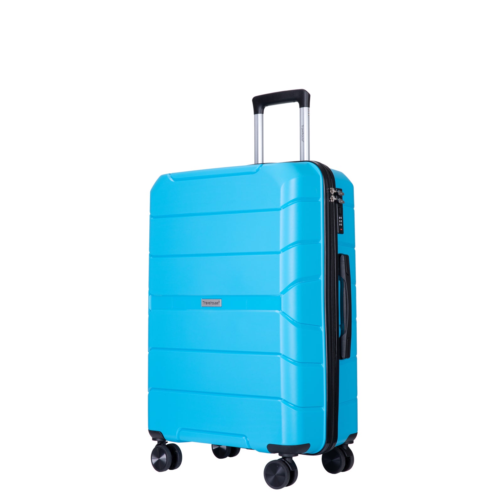 Hardshell Suitcase Spinner Wheels Luggage Sets Lightweight Suitcase With TSA Lock, 3-Piece Set (20/24/28), Light Blue