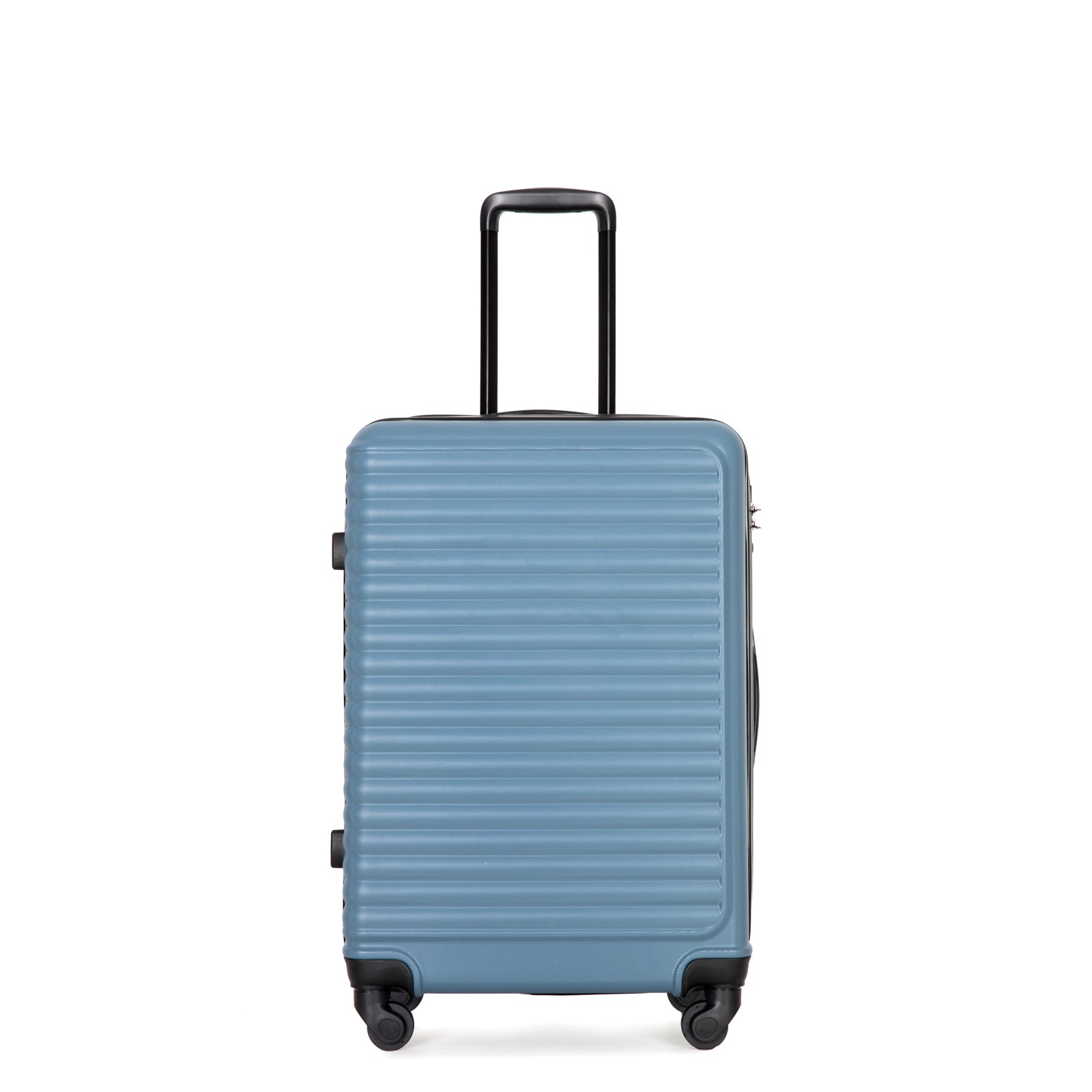 3 Piece ABS Lightweight Suitcase with Hooks, Spinner Wheels, TSA Lock, Blue (20/24/28)