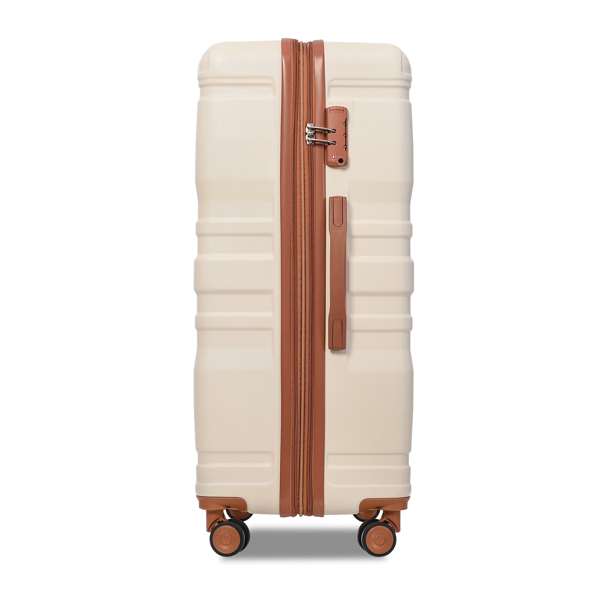 New Model Expandable ABS Hardshell 3pcs Luggage Sets - Clearance Hardside Suitcase with Spinner Wheels, TSA Lock - Lightweight, Durable - 20''24''28'' Beige/Brown