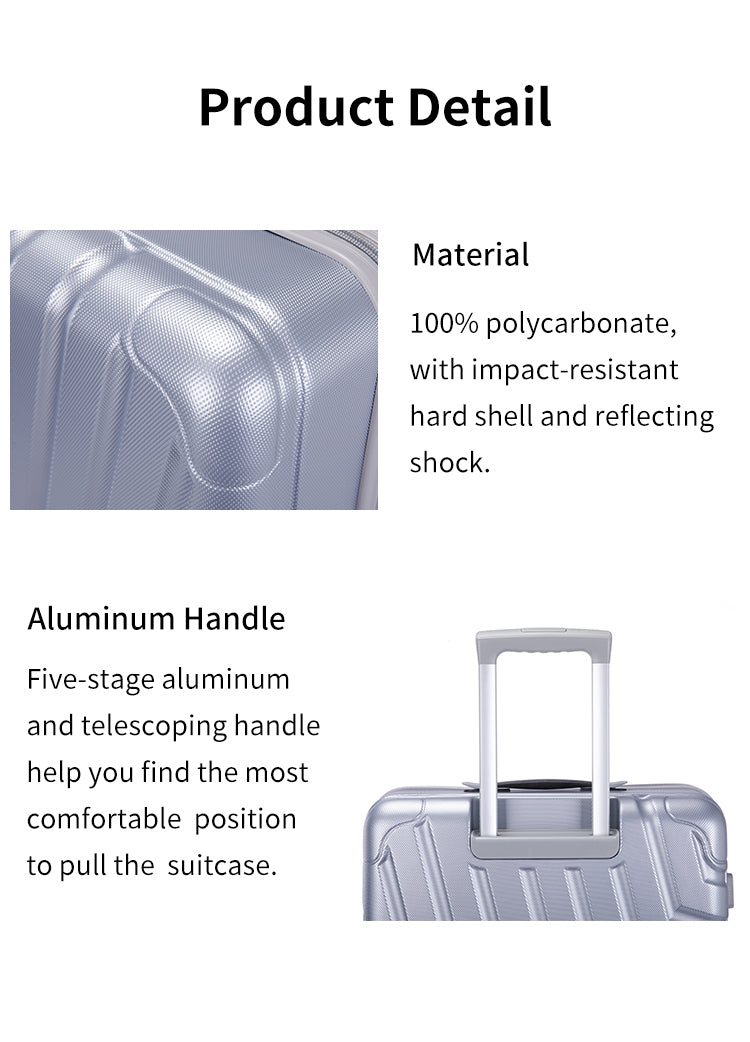 16" Hard Case Luggage Computer Case with Silent Aircraft Wheels - Silver, Durable, and Versatile