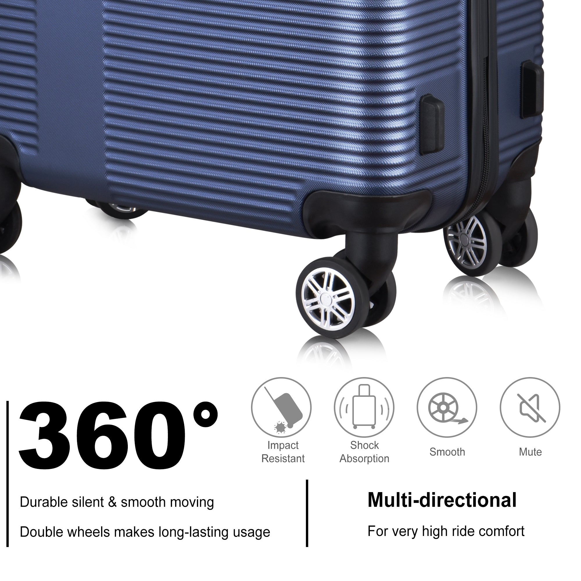 3 Piece Luggage Set with TSA Lock: Durable ABS, Lightweight Suitcase with Hooks, Spinner Wheels - Cross Stripe Luggage Sets in 20in/24in/28in Sizes