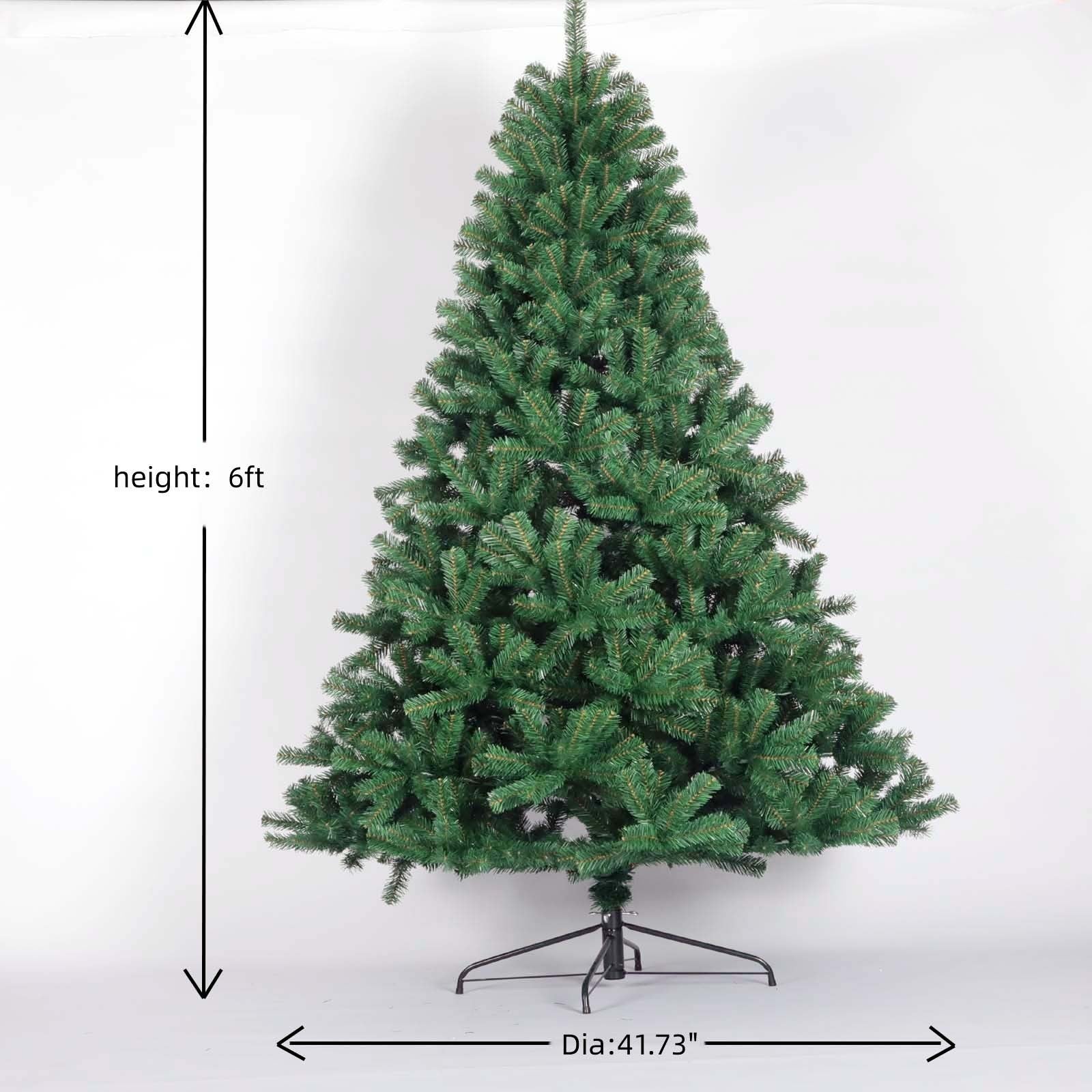 6ft Artificial Christmas Tree Full Natural Spruce PVC Fir Tree Foldable Metal Stand Unlit Green - Premium Holiday Décor for a Festive and Elegant Look