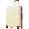 Luggage Sets 3 Piece Suitcase Set 20/24/28, Carry on Luggage Airline Approved, Hard Case with Spinner Wheels, Beige/Brown