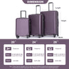 3 Piece Luggage Sets with Spinner Wheels, TSA Lock, Lightweight ABS Suitcase - Purple (20/24/28)