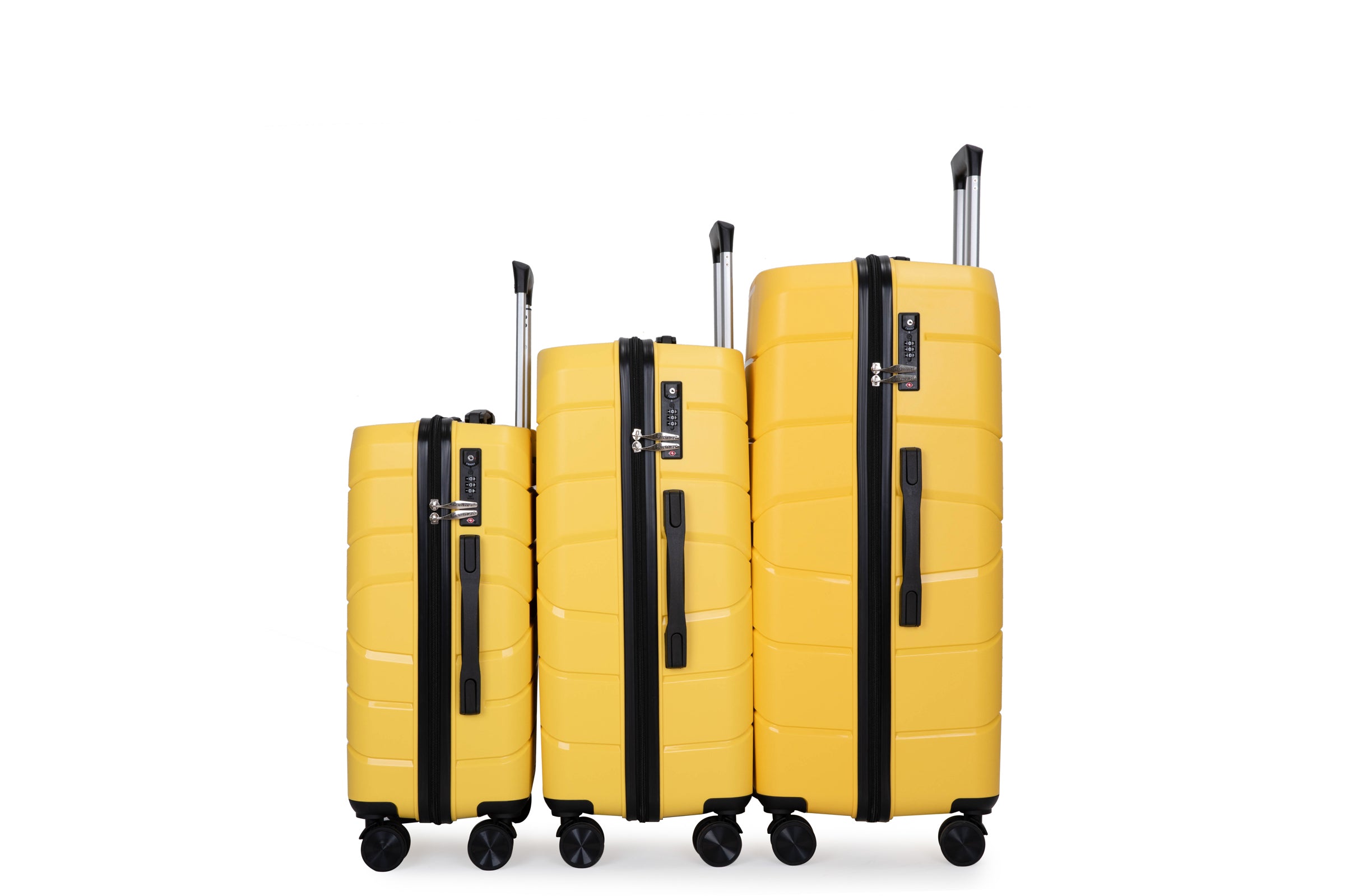 Hardshell Suitcase Spinner Wheels, Lightweight Durable Luggage Sets with TSA Lock, 3-Piece Set (20/24/28), Yellow