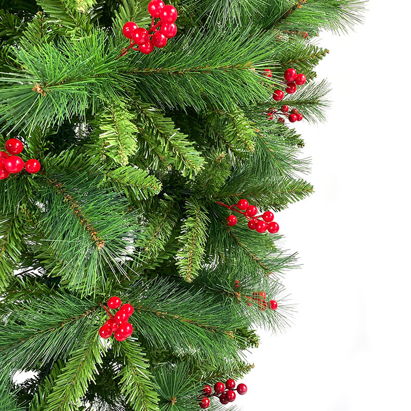 7.5 FT Upside Down Christmas Tree with Artificial Berries, Santa's Legs, PVC Pine Needles: Festive Holiday Pine Tree