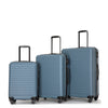 3 Piece ABS Lightweight Suitcase with Hooks, Spinner Wheels, TSA Lock, Blue (20/24/28)