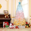 6ft Artificial Christmas Tree with 300 LED Lights, 600 Bendable Branches, Tri-Color LED Holiday Decoration