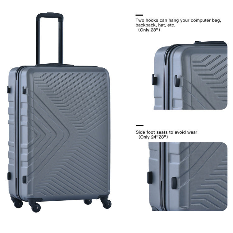 3 Piece ABS Lightweight Suitcase: Spinner Wheels, TSA Lock, Gray (20/24/28)