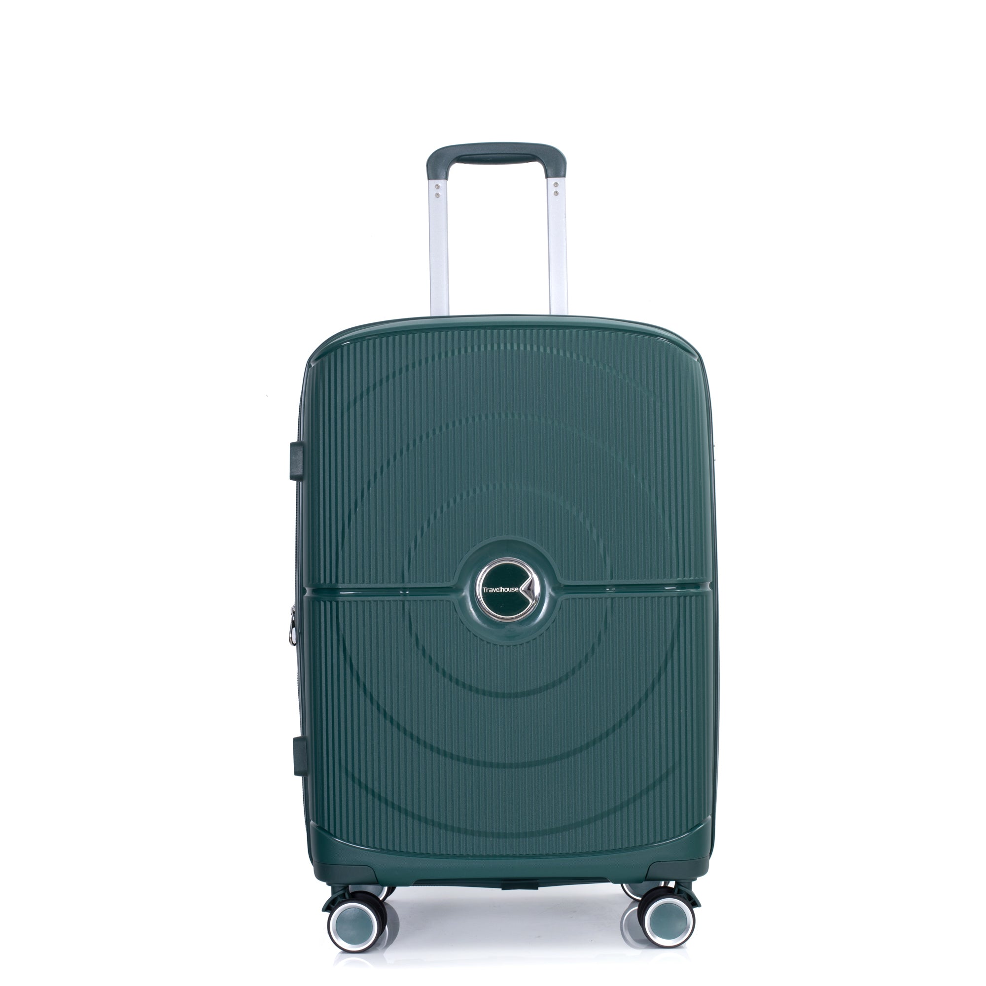 Expandable Hardshell Suitcase Double Spinner Wheels PP Luggage Sets, Lightweight & Durable with TSA Locks, 3-Piece Set (20/24/28), Green