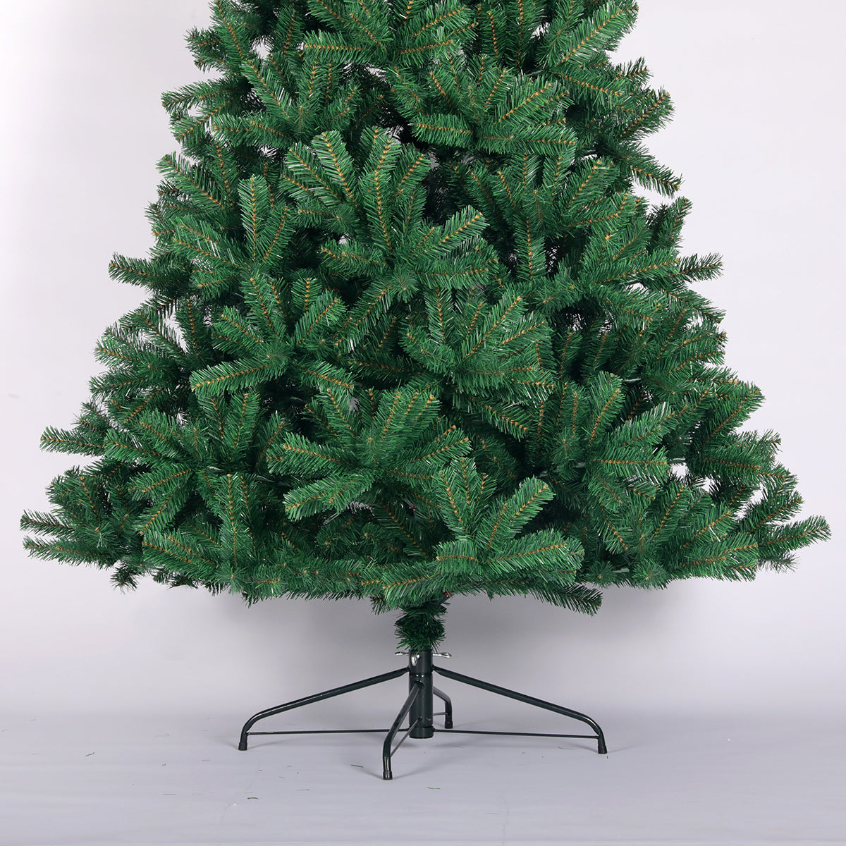 Artificial Christmas Tree: Full Natural Spruce PVC Fir, 7.5ft, Foldable Metal Stand, Unlit, Green