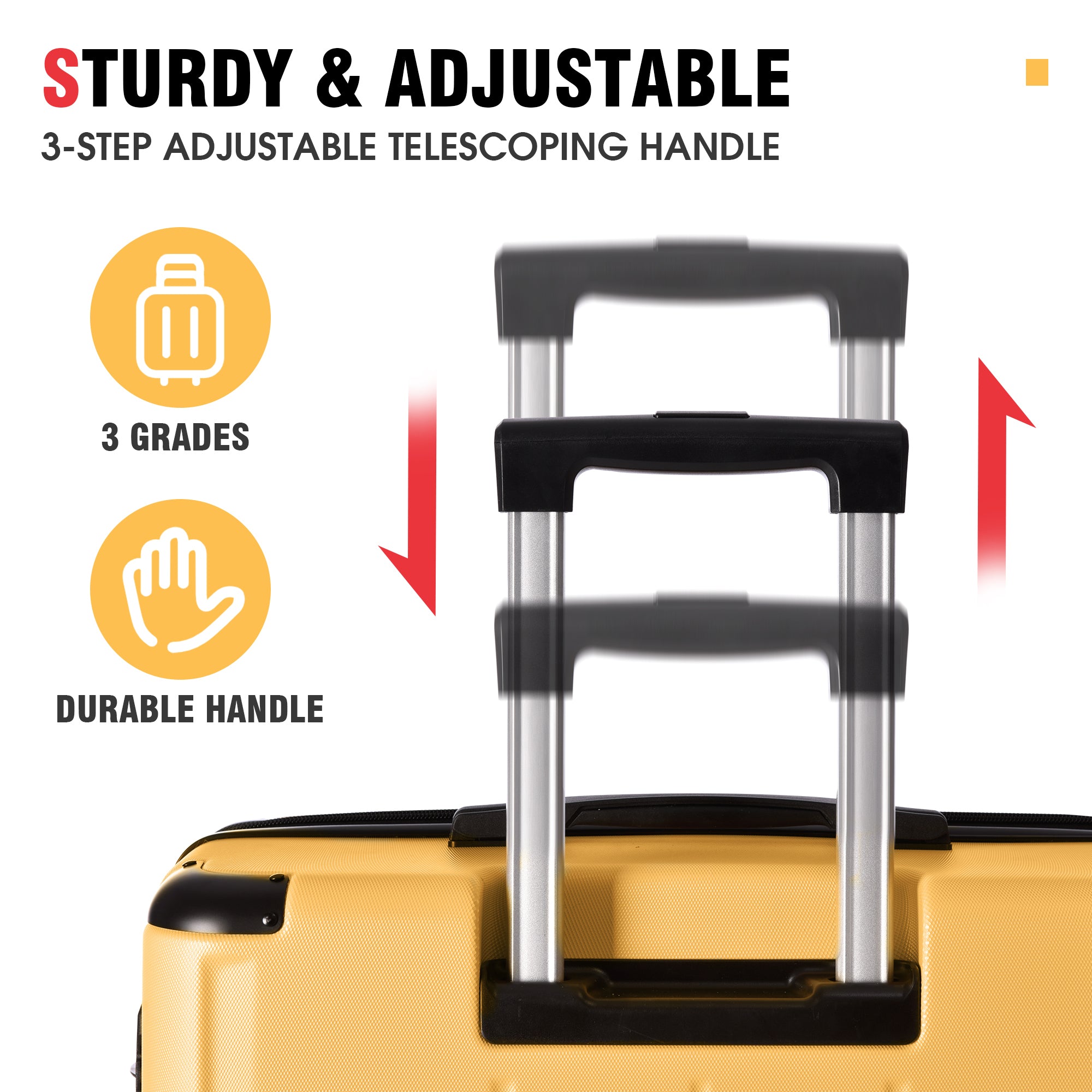 Suitcase Set: 3-Piece Luggage Set with TSA Lock, Hardside & Lightweight Carry On - 20''24''28'' Sizes Available