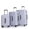 3 Piece Luggage Sets with 360° Double Spinner Wheels, TSA Lock, and Two Hooks - PC+ABS Lightweight Suitcase (Gray)