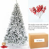 7.5ft Hinged Flocked Christmas Tree with Foldable Metal Stand - 1500t | Easy Assembly, Realistic Design, Green Color