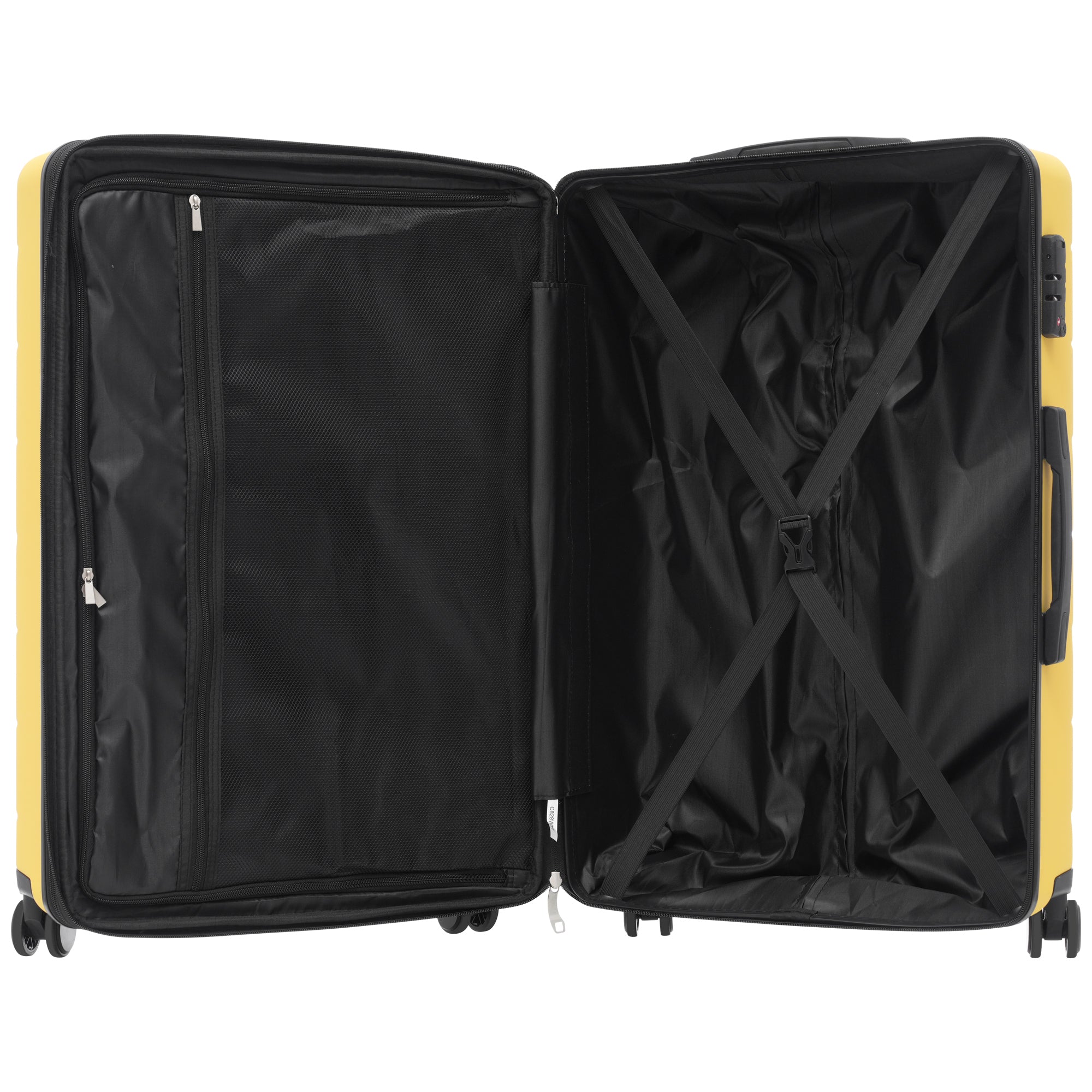 Luggage Sets 3 Piece Suitcase Set 20/24/28, Carry on Luggage Airline Approved, Hard Case with Spinner Wheels, Yellow and Black