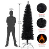 7.5FT Black Slim Artificial Christmas Tree with Foldable Metal Stand - Sleek and Space-Saving Holiday Decor