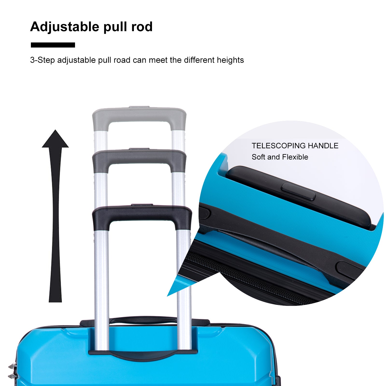 Hardshell Suitcase Spinner Wheels Luggage Sets Lightweight Suitcase With TSA Lock, 3-Piece Set (20/24/28), Light Blue