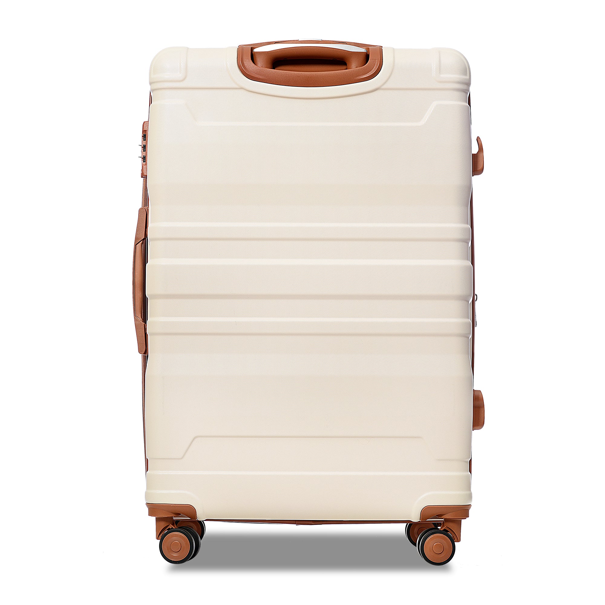 New Model Expandable ABS Hardshell 3pcs Luggage Sets - Clearance Hardside Suitcase with Spinner Wheels, TSA Lock - Lightweight, Durable - 20''24''28'' Beige/Brown