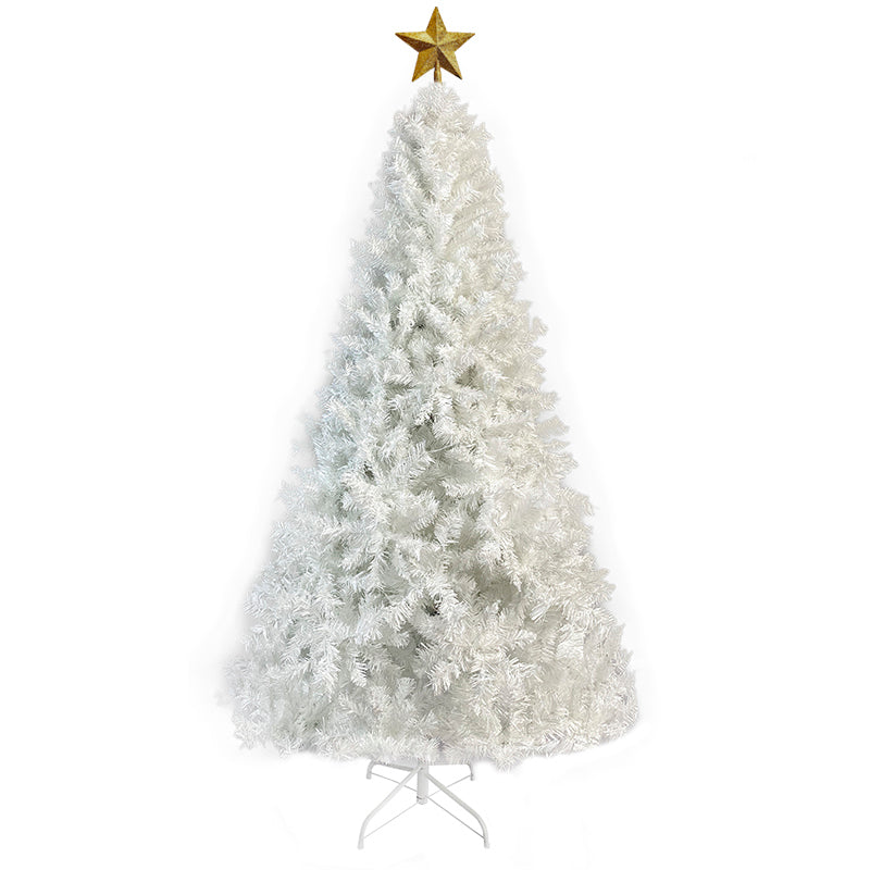 GO 7 FT White Christmas Tree - 500 LED Warm Lights, PVC Branch, Artificial Holiday Pine Tree with Star Top