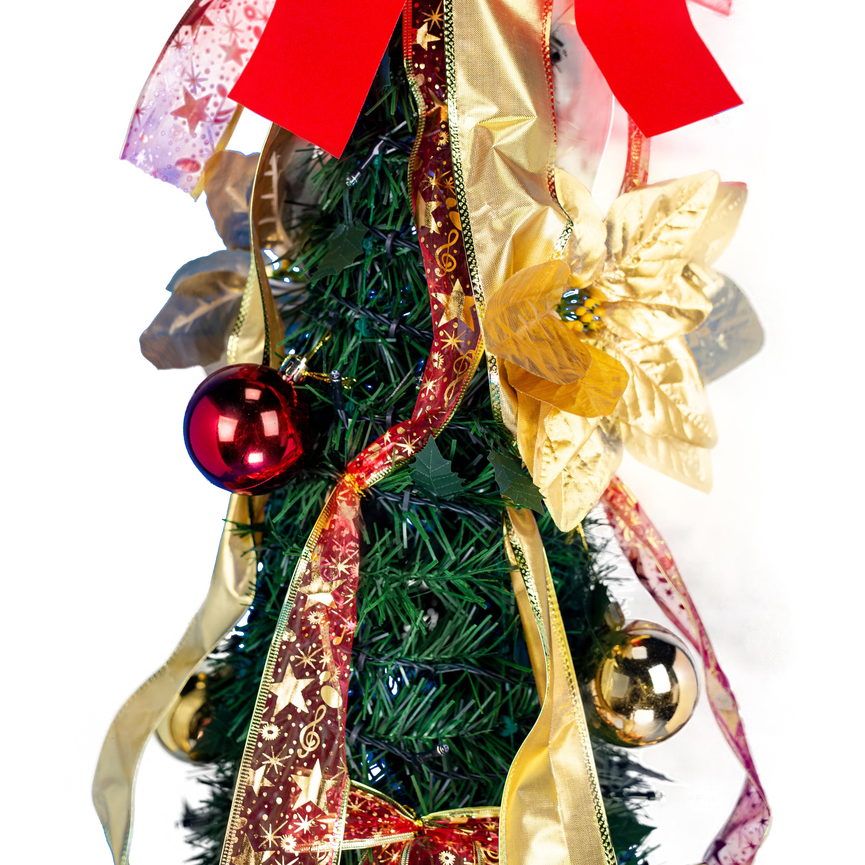 Fully Decorated Xmas Tree with Lights - 6 Ft Prelit Artificial - Pop Up Collapsible - Easy Assembly - Includes Holiday Decorations, LED Lights - Foldable Stand