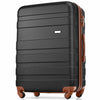 Luggage Sets 3 Piece, Expandable ABS Suitcase with Hanging Toiletry Bag, Carry On with 360° Spinner Wheels, Black/Brown