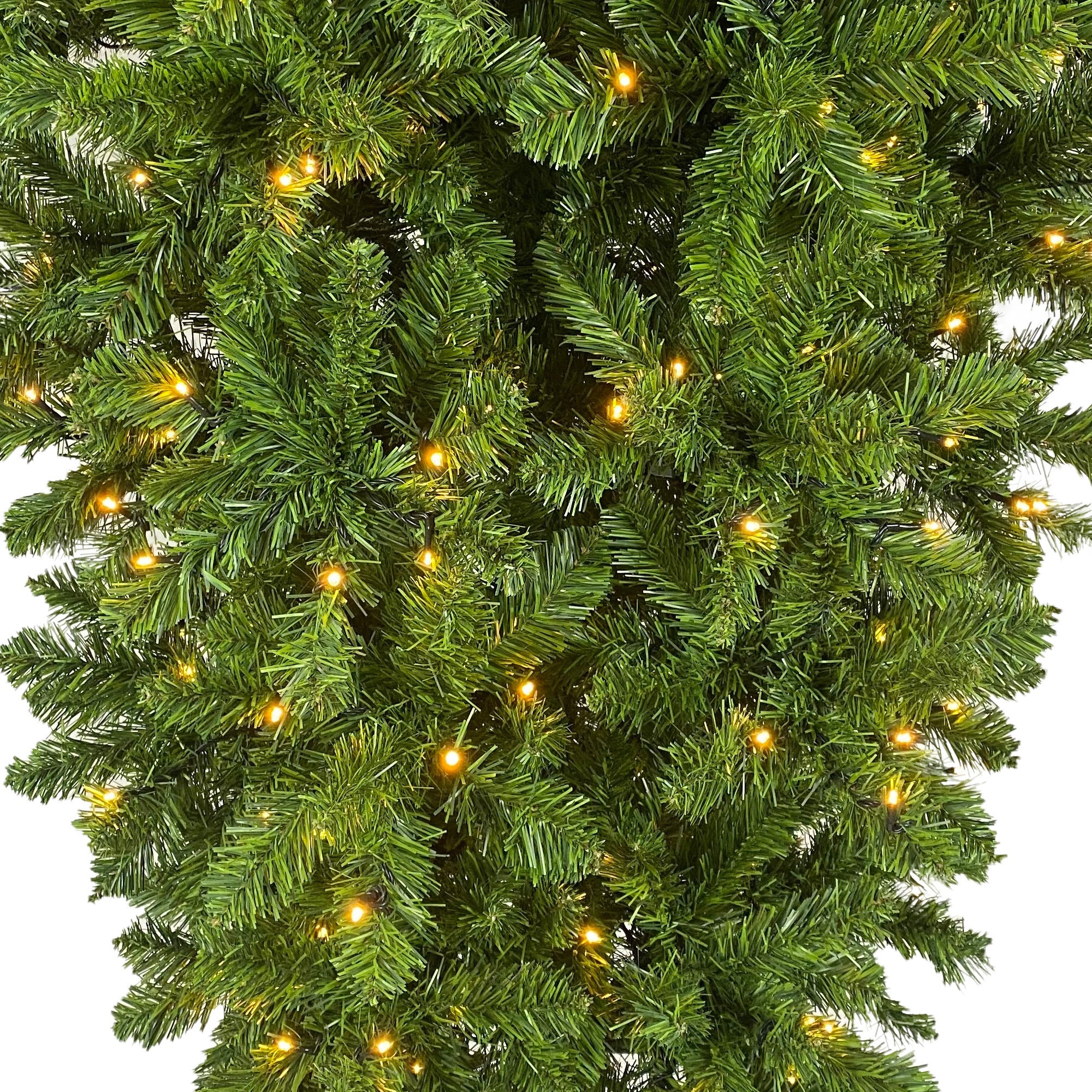 Upside Down Green Christmas Tree with LED Warm White Lights, Reinforced Metal Base, Easy Assembly - 6ft, 1,000 Branch Tips, 360 LED Lights X-mas