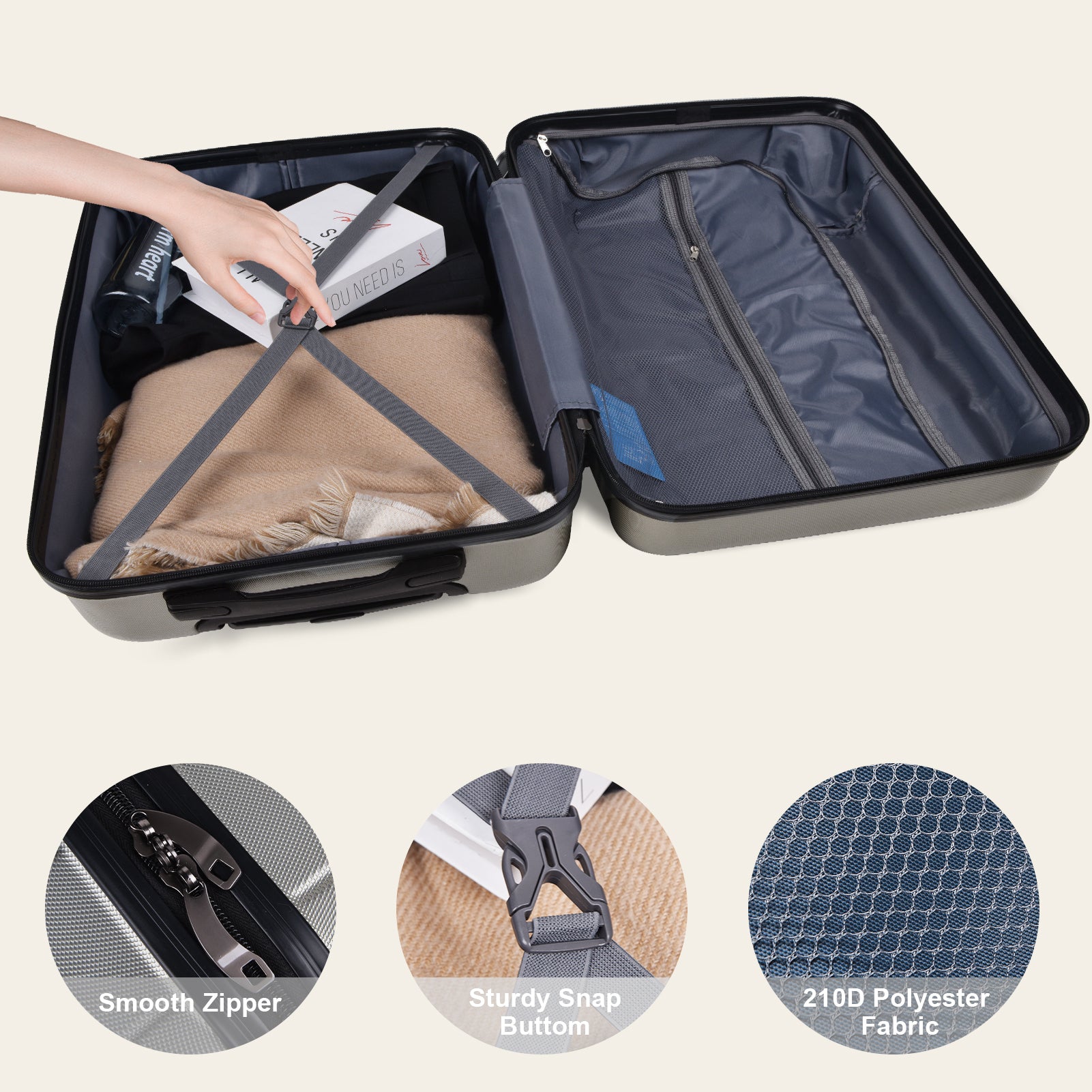 Luggage Suitcase Set: 3-Piece Hardside Carry-on with Spinner Wheels - 20"/24"/28" Sizes, Durable & Stylish Travel Bags