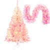 Pre-lit Artificial Christmas 2-Piece Set: 5FT Pink Tree with 6ft Garland X-mas - Festive and Convenient