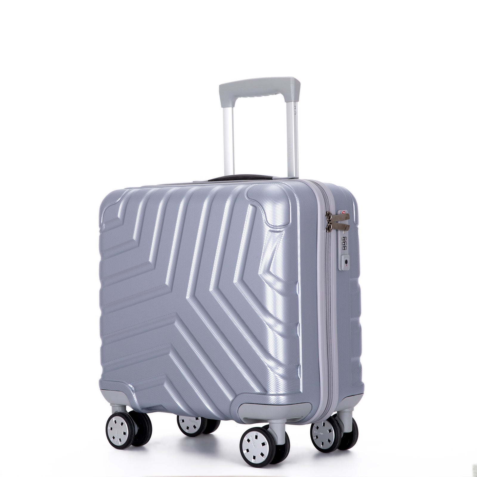 16" Hard Case Luggage Computer Case with Silent Aircraft Wheels - Silver, Durable, and Versatile